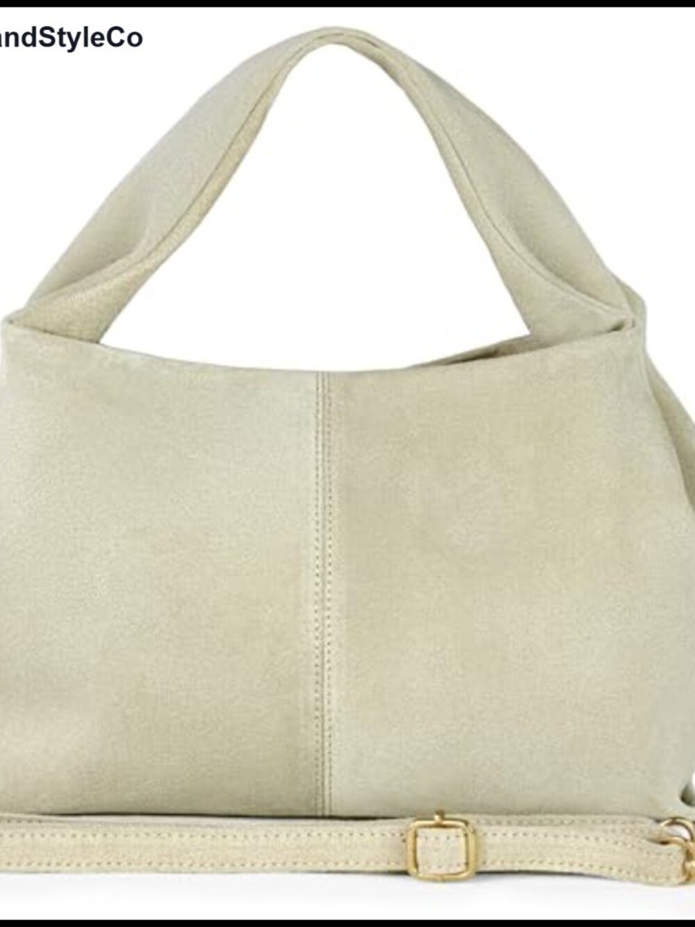 Genuine Suede Shoulder Bag Sculpted Top Handle Detachable Strap